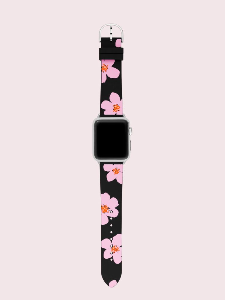 Floral Silicone 38/40mm Band For Apple Watch®, Black / Glitter, ProductTile