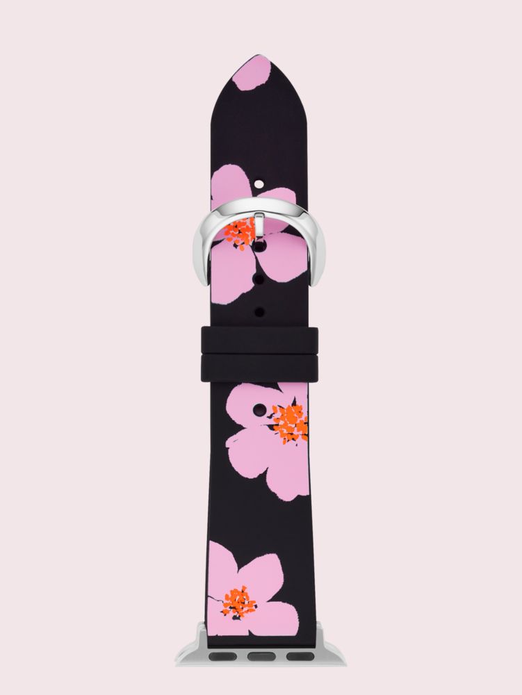 Floral Silicone 38/40mm Band For Apple Watch®, Black / Glitter, Product