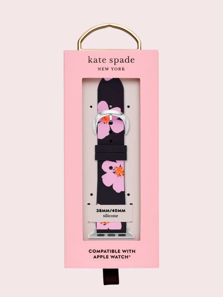 Floral Silicone 38/40mm Band For Apple Watch®, Black / Glitter, Product