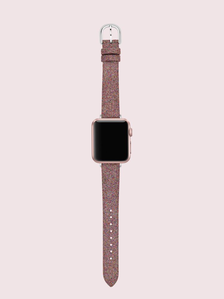 Kate Spade,rainbow glitter leather 38/40mm band for apple watch®,watch straps,Neutral Multi