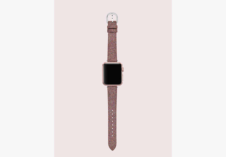 Kate Spade,rainbow glitter leather 38/40mm band for apple watch®,watch straps,Neutral Multi
