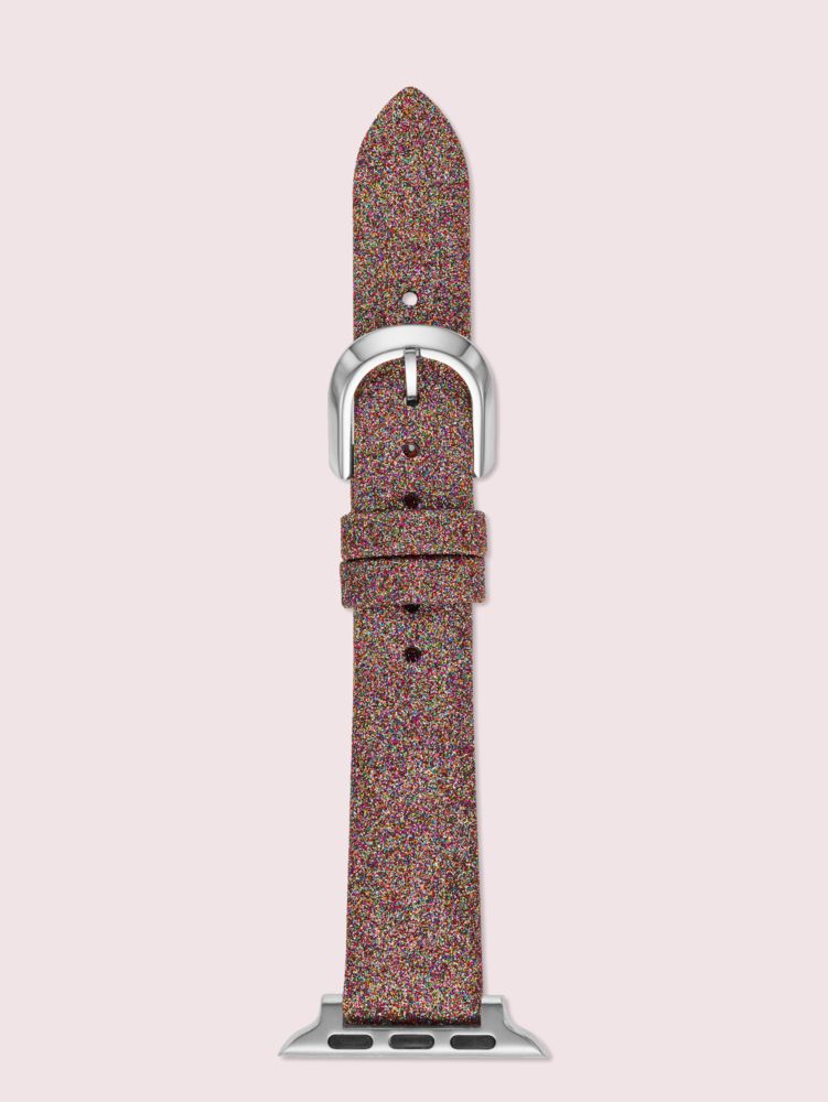 Kate Spade,rainbow glitter leather 38/40mm band for apple watch®,watch straps,Neutral Multi