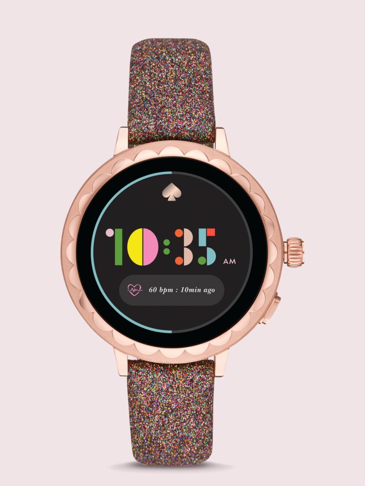 Kate Spade,rainbow glitter leather 38/40mm band for apple watch®,watch straps,Neutral Multi