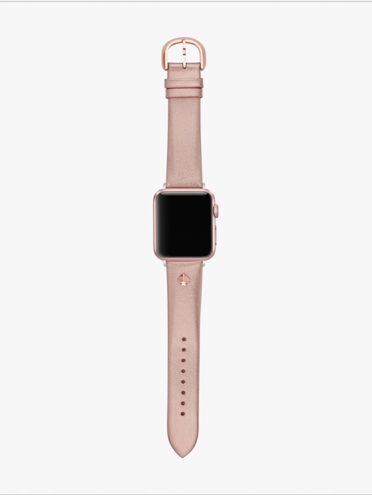 Kate Spade,rose gold metallic leather 38/40mm band for apple watch®,watch straps,Rose Gold