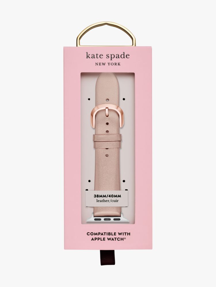 Kate Spade,rose gold metallic leather 38/40mm band for apple watch®,watch straps,Rose Gold