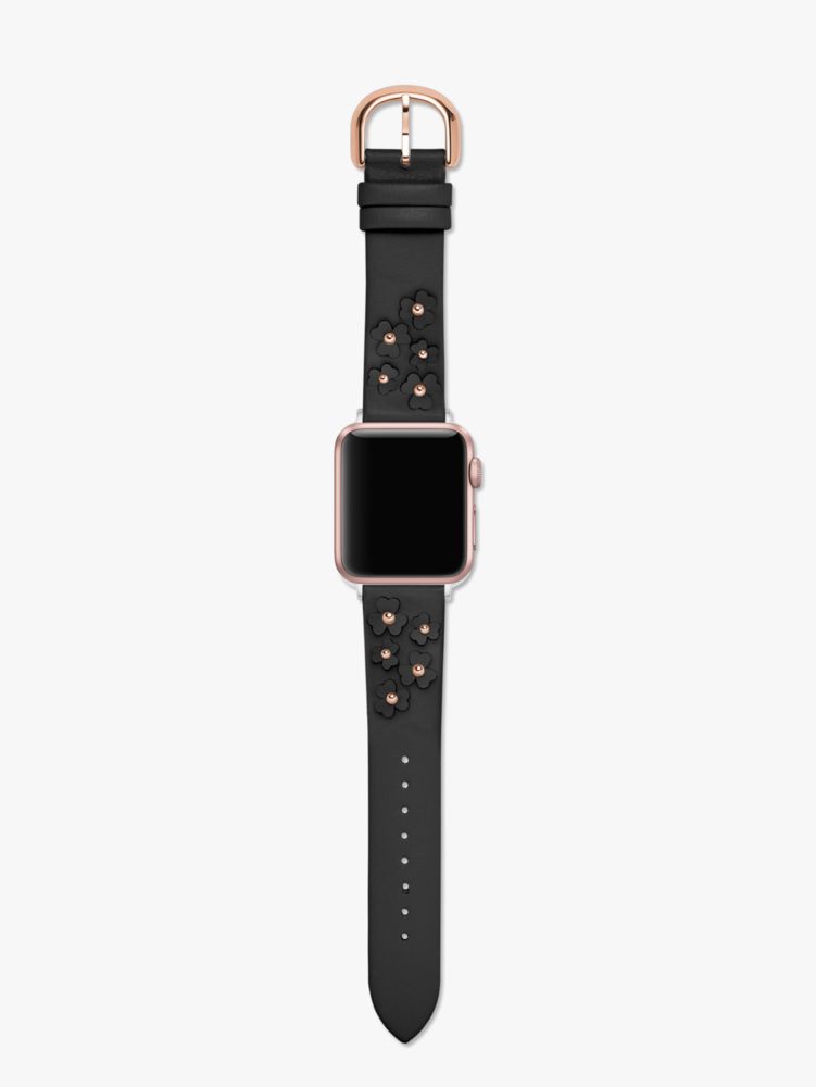 Kate Spade,black floral appliqué leather 38/40mm band for apple watch®,watch straps,