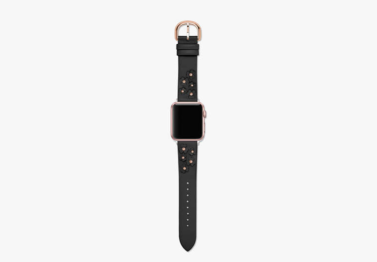 Kate Spade,black floral appliqué leather 38/40mm band for apple watch®,watch straps,Black