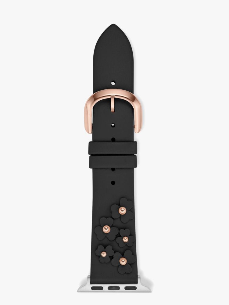 Kate Spade,black floral appliqué leather 38/40mm band for apple watch®,watch straps,