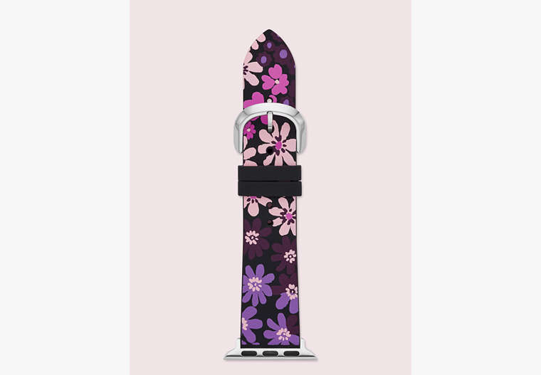 Kate Spade,black floral-print silicone 38/40mm band for apple watch®,watch straps,