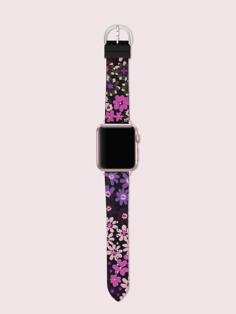 Black Floral-print Silicone 38/40mm Band For Apple Watch®, , Product