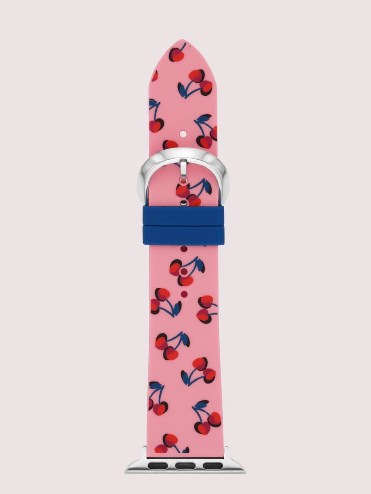 Pink Cherry-print Silicone 38/40mm Band For Apple Watch®, , Product
