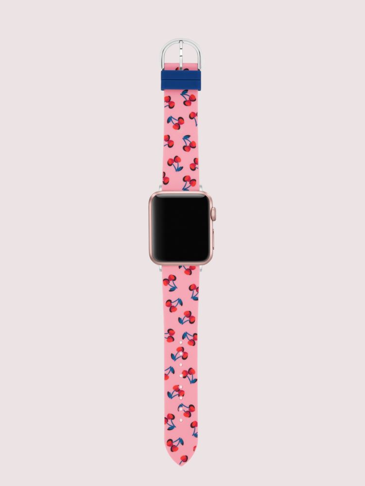 Pink Cherry-print Silicone 38/40mm Band For Apple Watch®, , Product