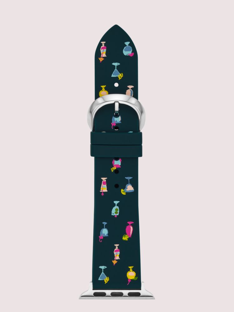 Kate Spade,navy cocktail-print silicone 38/40mm band for apple watch®,watch straps,Blue