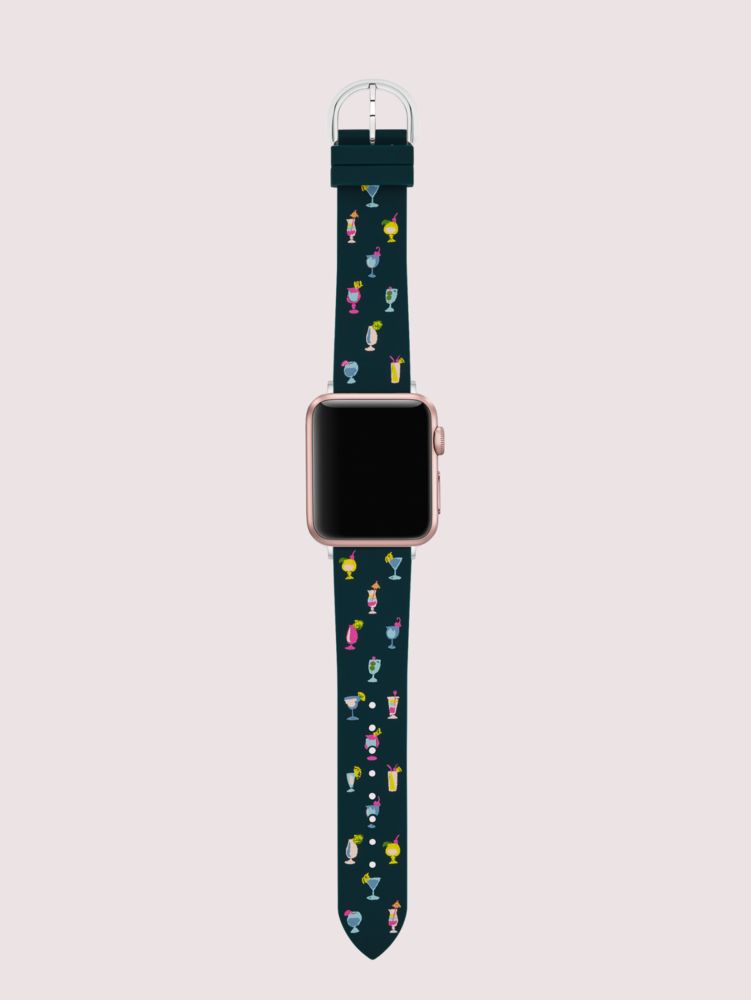 Kate Spade,navy cocktail-print silicone 38/40mm band for apple watch®,watch straps,Blue