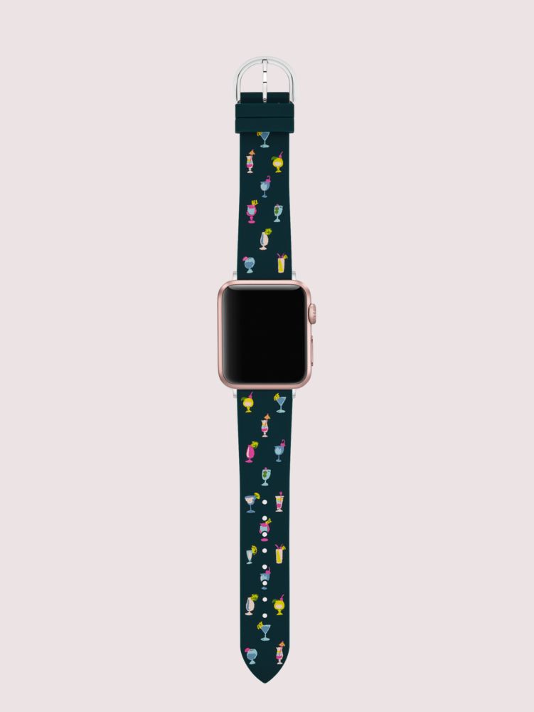 Navy Cocktail Print Silicone 38 40mm Band For Apple Watch Kate