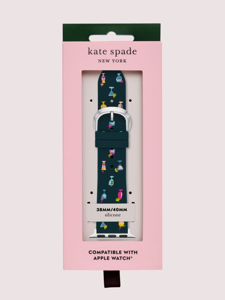 Kate Spade,navy cocktail-print silicone 38/40mm band for apple watch®,watch straps,Blue