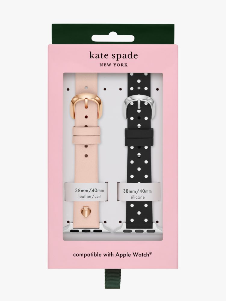 Blush & Black Dot Leather 38/40mm Band Set For Apple Watch® | Kate 