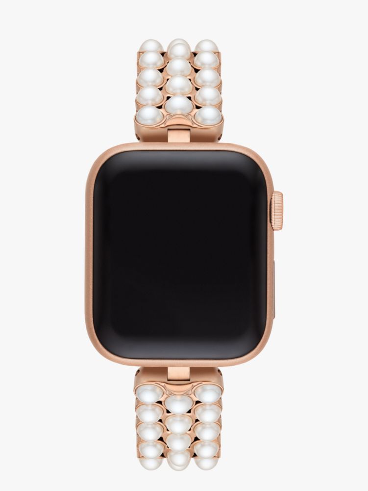 Kate Spade,Pearl Gold-tone Stainless Steel 38/40mm Band For Apple Watch®,Bracelet Band,Pearl,Pearl,Yellow Gold,Gold Metal,...,White