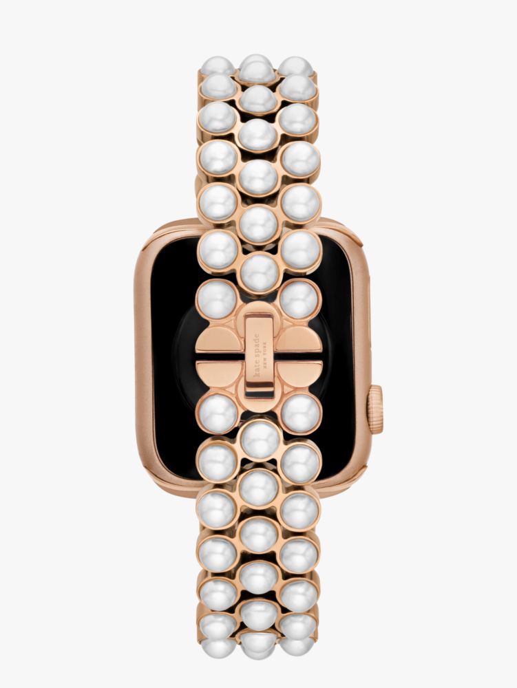 Kate Spade,Pearl Gold-tone Stainless Steel 38/40mm Band For Apple Watch®,Bracelet Band,Pearl,Pearl,Yellow Gold,Gold Metal,...,White