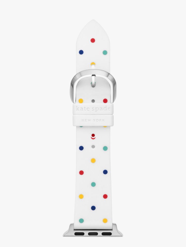 Kate Spade,ホワイト マルチ ドット シリコン バンド フォー アップル ウォッチ 38/40/41mm,apple watch バンド,