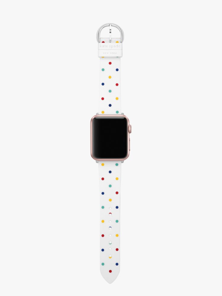 Kate Spade,ホワイト マルチ ドット シリコン バンド フォー アップル ウォッチ 38/40/41mm,apple watch バンド,