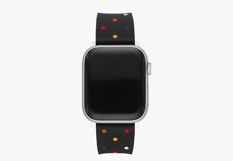 Kate Spade,Black & Multicolored Dot Silicone 38/40mm Band for Apple Watch®,Black