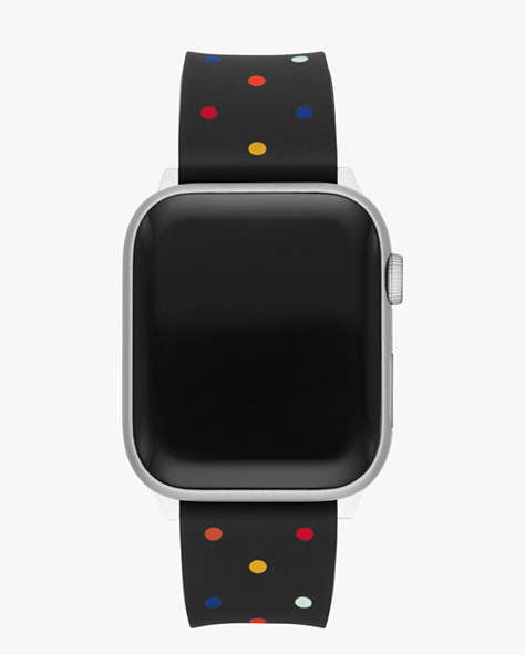 Kate Spade,Black & Multicolored Dot Silicone 38/40mm Band for Apple Watch®,Black