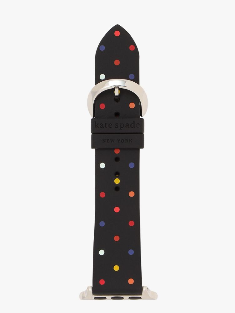Kate Spade,ブラック マルチカラー ドット シリコン 38/40/41MM バンド フォー アップル ウォッチ,apple watch バンド,