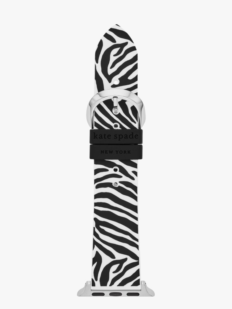Kate Spade,Zebra Stripe Silicone 38/40/41mm Band For Apple Watch®,Black