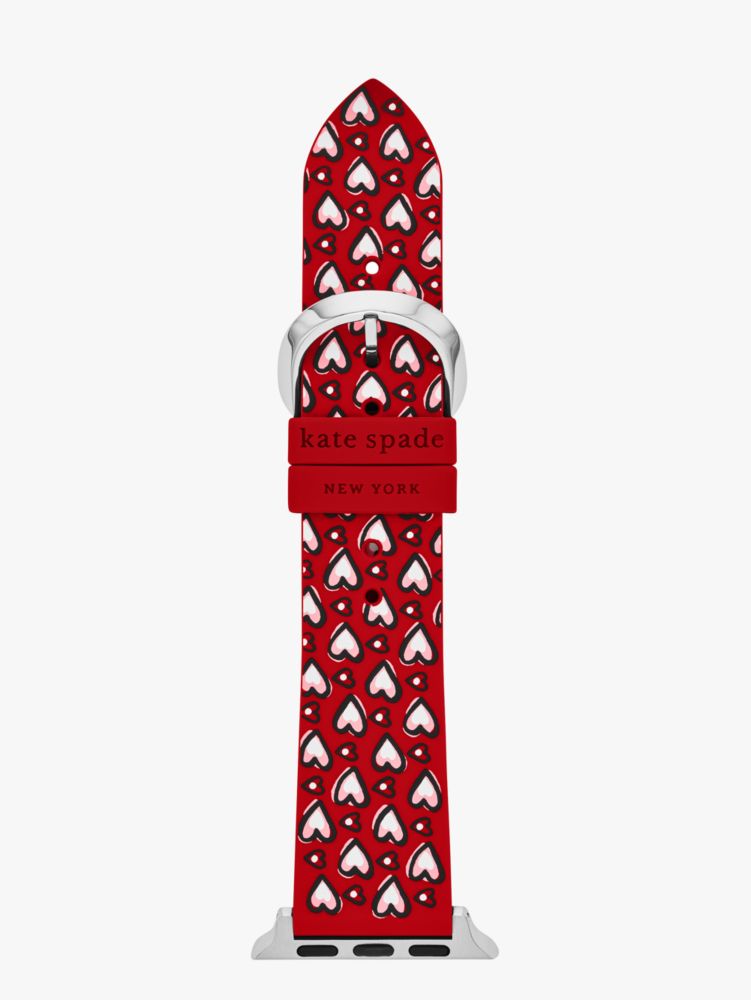 Kate Spade,Red Heart Silicone 38/40/41mm Band For Apple Watch®,Red