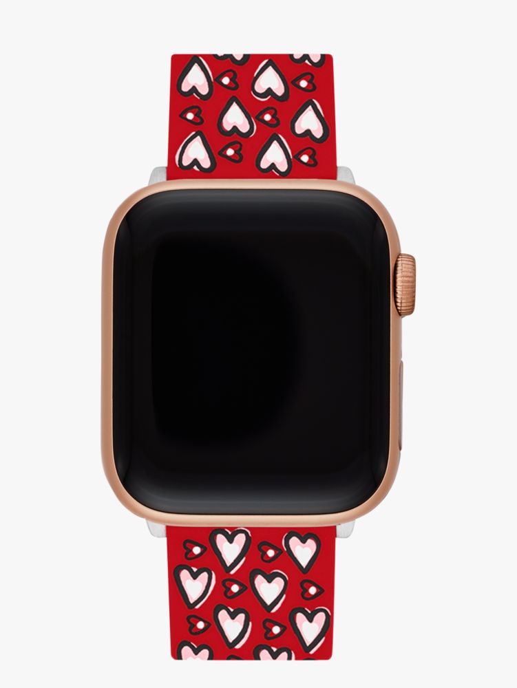 Red Heart Silicone 38 40 41mm Band For Apple Watch Kate Spade