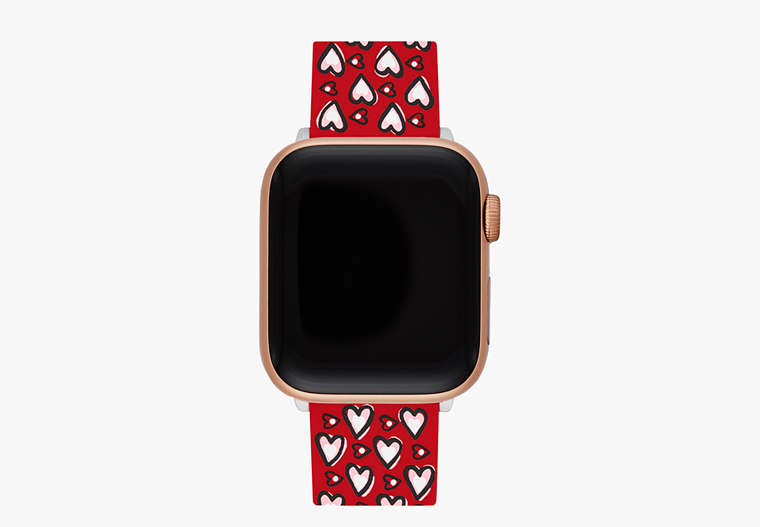 Kate Spade,Red Heart Silicone 38/40/41mm Band For Apple Watch®,Red