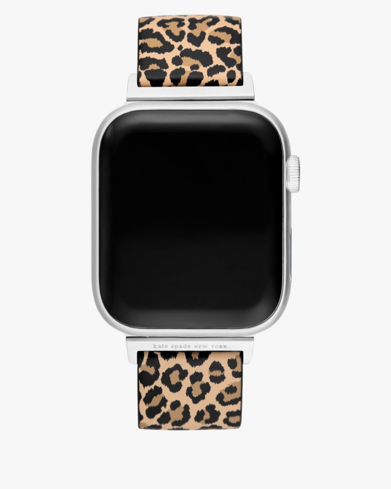 Kate Spade,Reversible Leopard Leather 38-45mm Band For Apple Watch®,Watch Strap,Leather,Engraved Detail,Logo,Reversible,Ca...,Multi Color