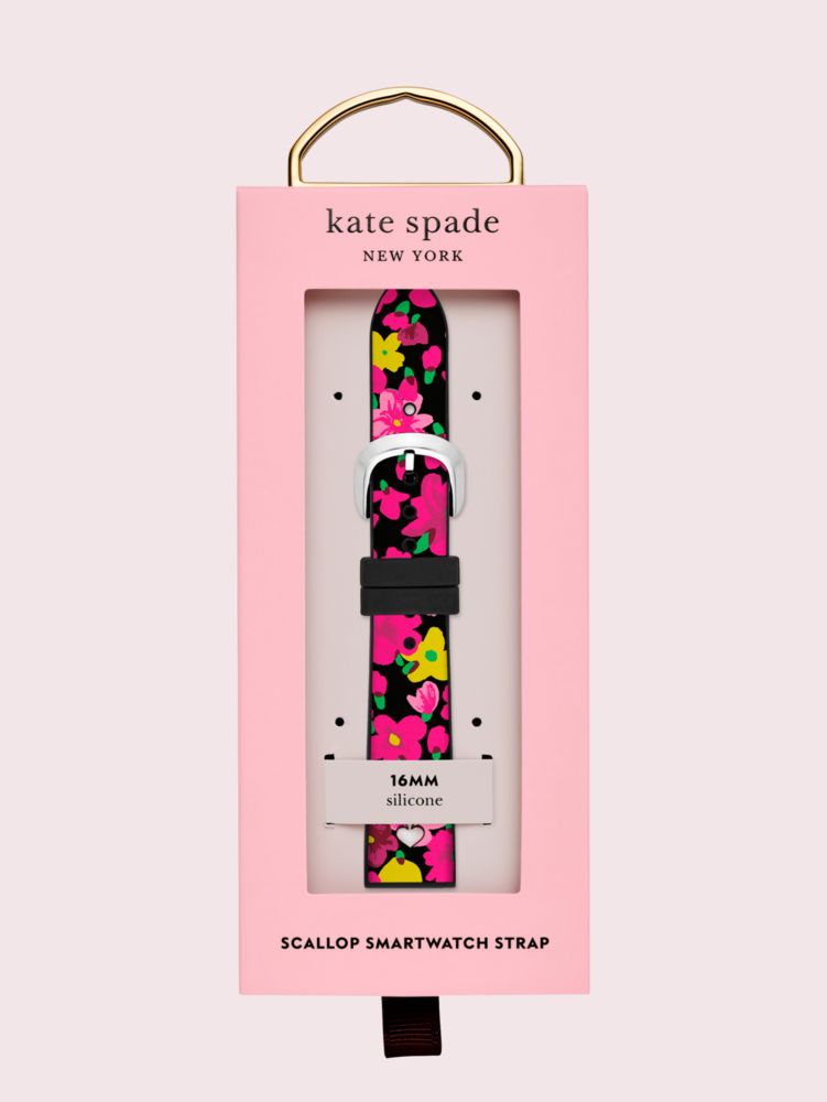 Black Floral Silicone Smartwatch Strap, Black / Glitter, Product