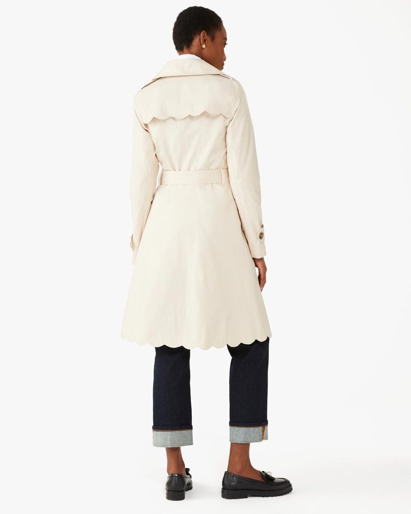 Kate Spade,Scalloped Trench Coat,Khaki