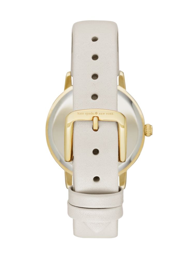 kate spade new york metro three-hand grey leather watch - KSW9007