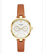Kate Spade,holland multi function gold tone watch,Brown Horn