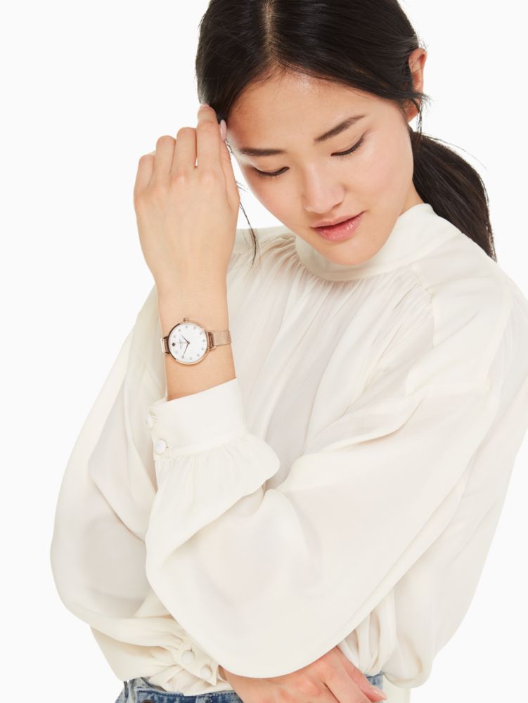 Metro Rose Gold-tone Stainless Steel Mesh Bracelet Watch, ROSE GOLD, Product