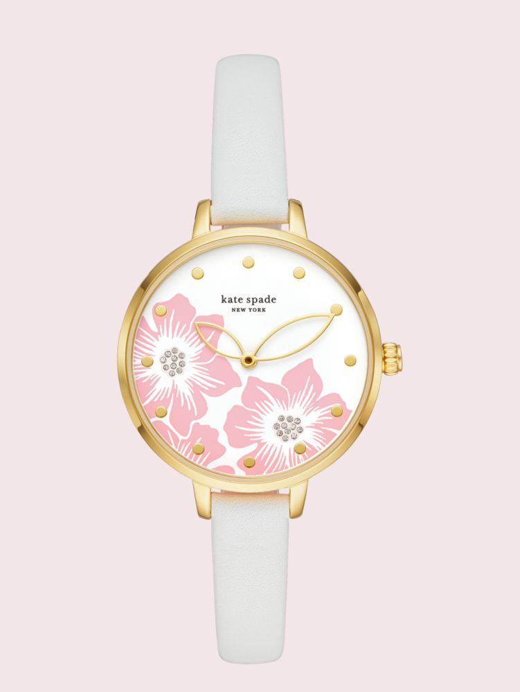 Metro White Leather Watch, Parchment., ProductTile