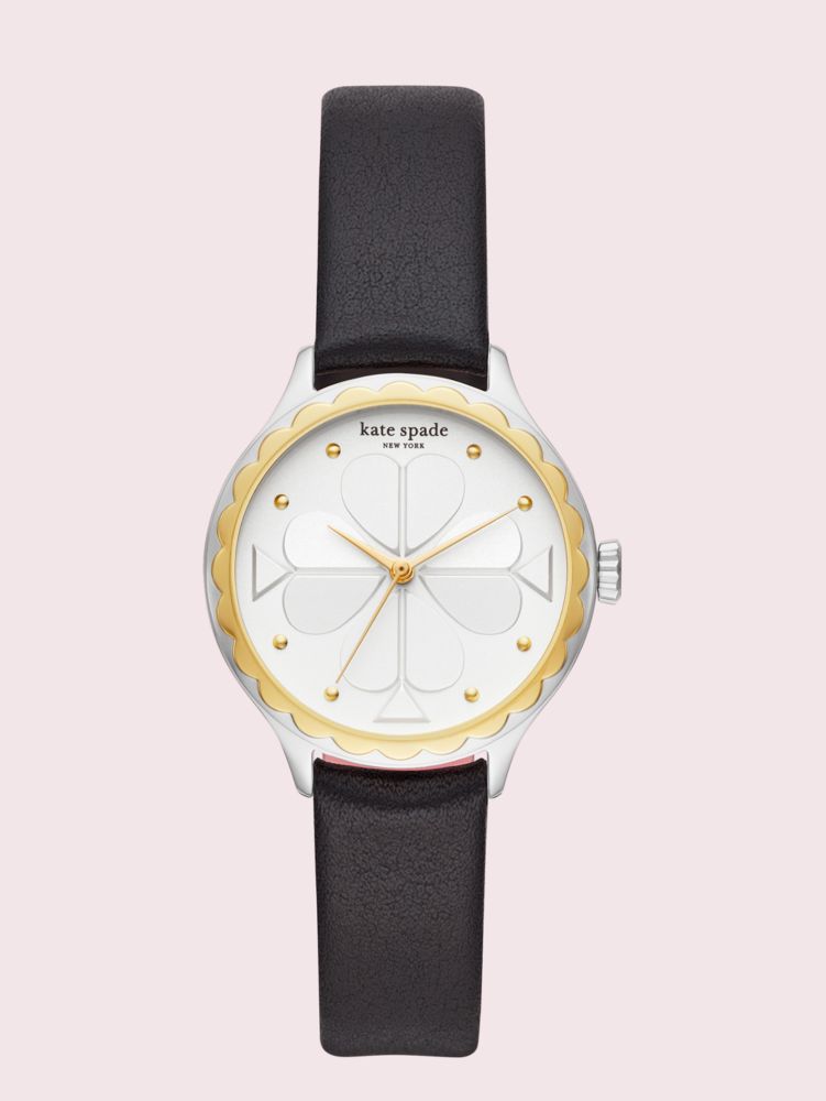 Rosebank Scallop Black Leather Watch, , Product