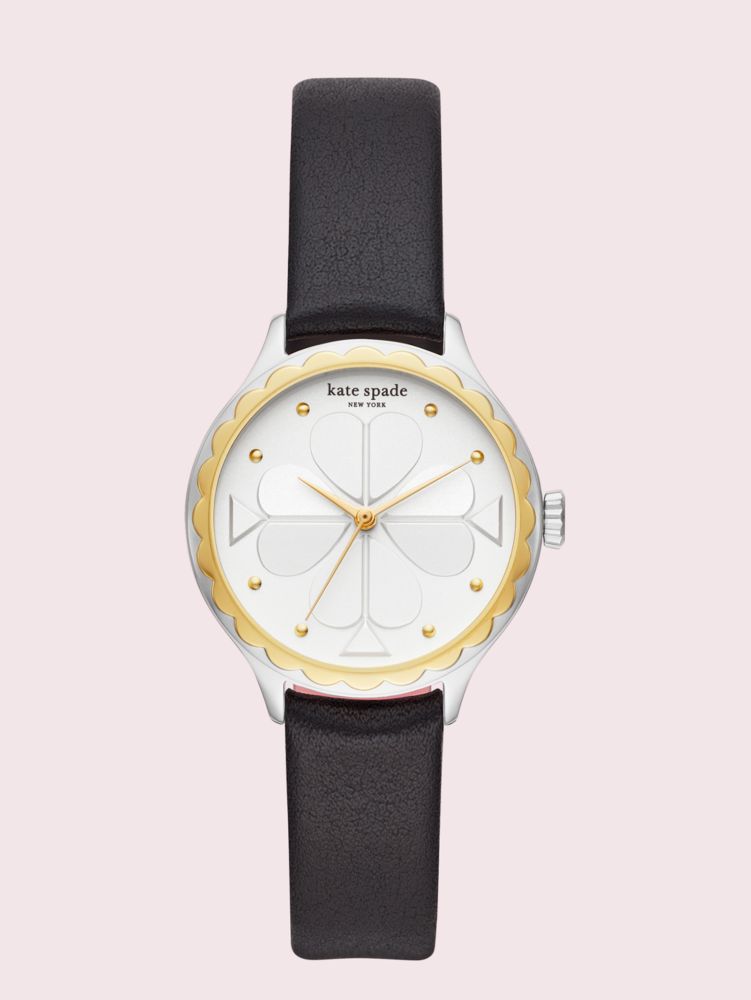 Rosebank Scallop Black Leather Watch