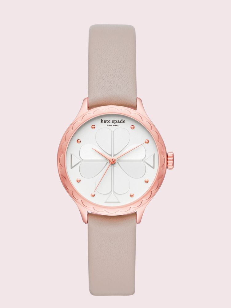 Kate Spade,Rosebank Scallop Taupe Leather Watch,