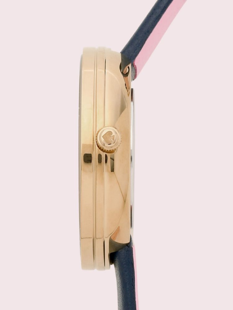 Kate Spade,Metro Spade-animal In Gold Navy Leather Cat,