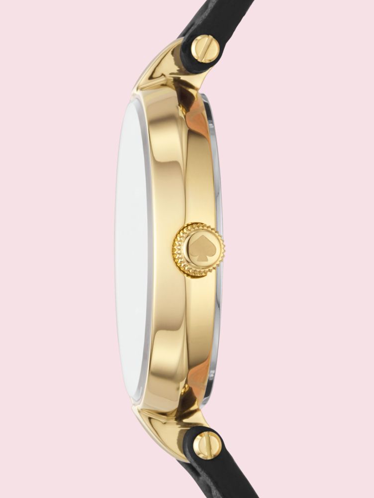 Annadale Quilted Leather Watch, Black / Glitter, Product