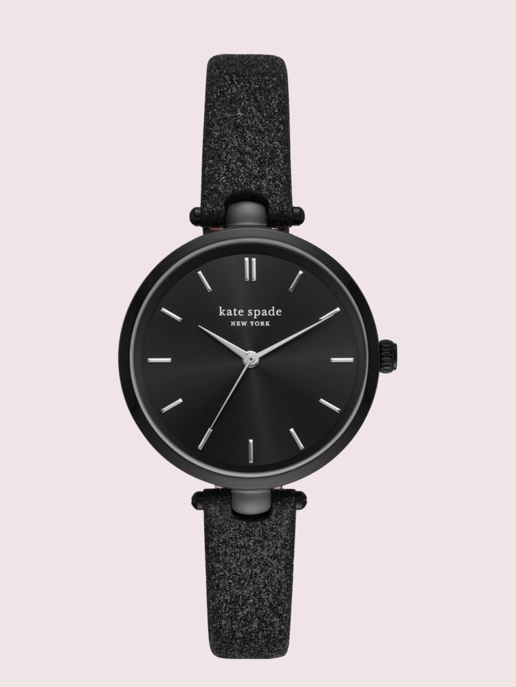 Holland Black Glitter Leather Watch Kate Spade FR