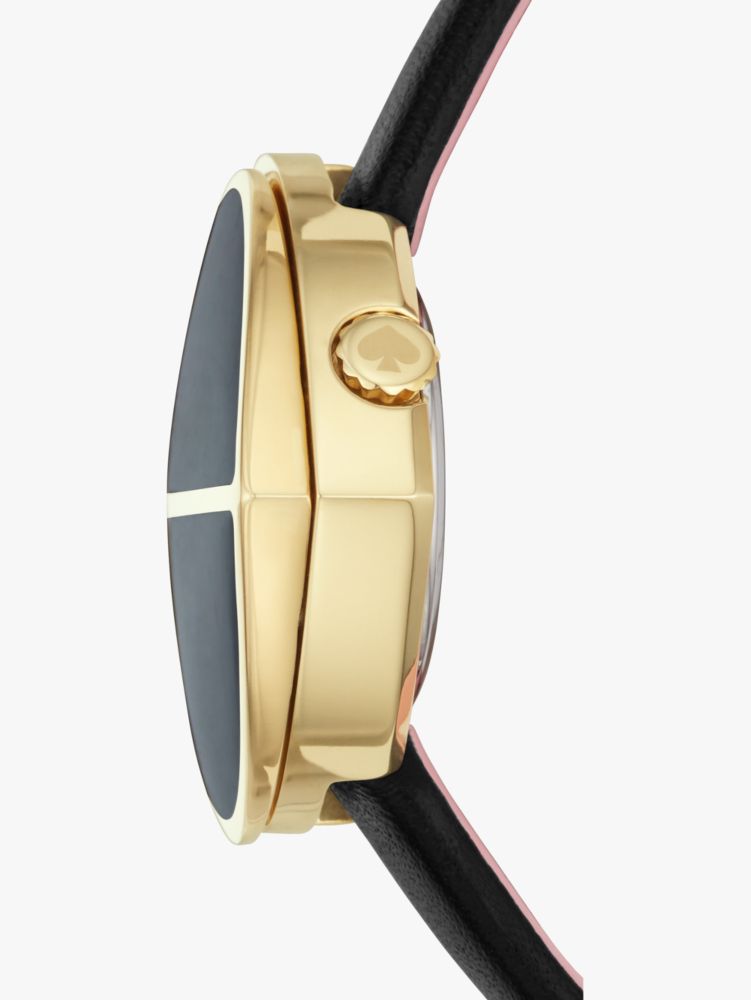 Nicola Heart Twistlock Black Leather Watch, , Product
