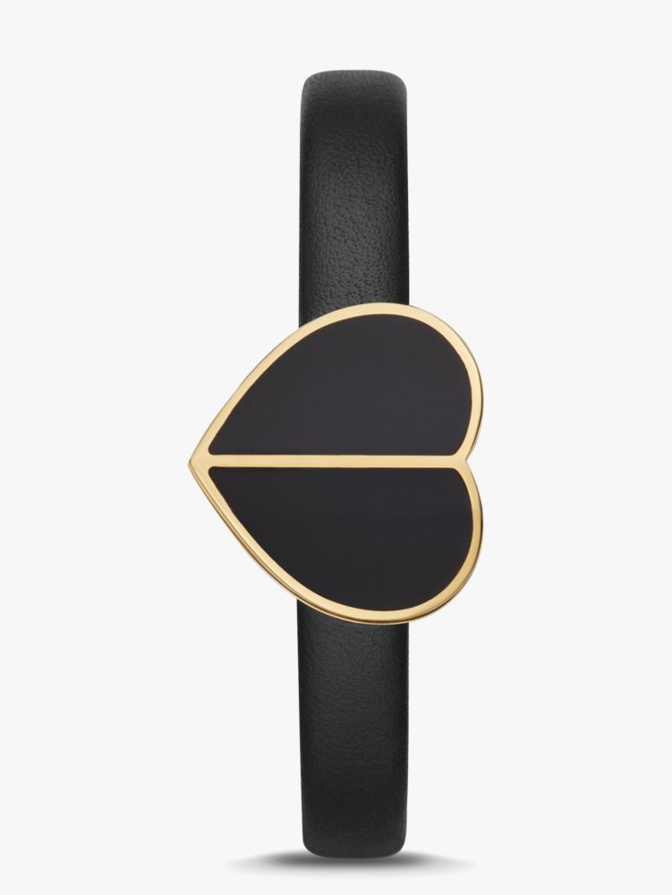 Nicola Heart Twistlock Black Leather Watch | Kate Spade New York