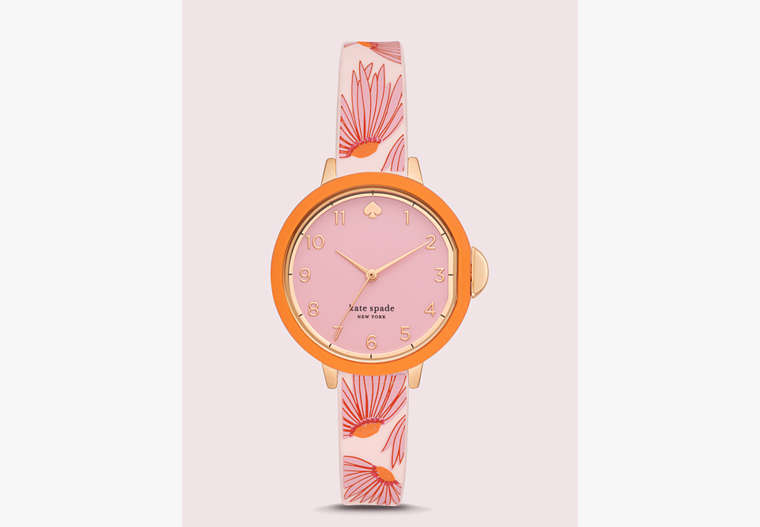 Park Row Uhr Mit Rosafarbenem Silikonarmband Mit Blumen-print, , Product