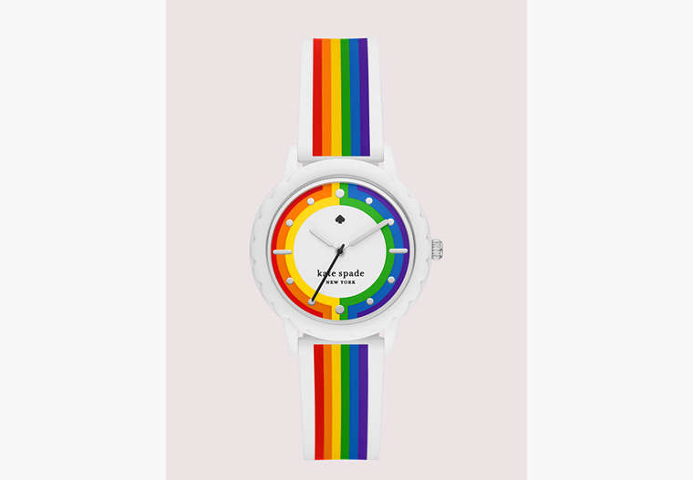 Kate Spade,morningside rainbow-striped silicone watch,watches,Parchment