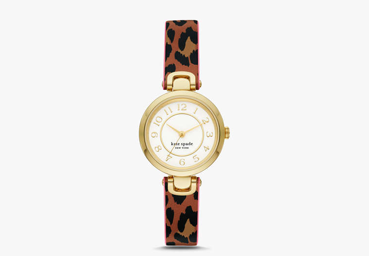 Kate Spade,rainey park luggage/leopard-print reversible watch,watches,Leopard image number 0